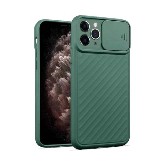 SILICONE COVER WITH CAMERA SHIELD FOR APPLE IPHONE 11 PRO GREEN